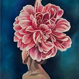 24” x 18” Acrylic Painting for Navy/Blue Décor.